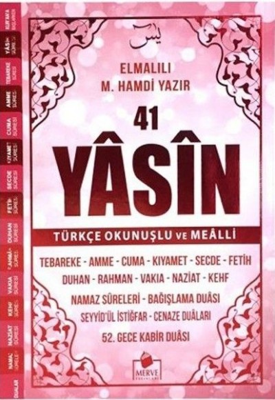 41 Yasin Türkçe Okunuşlu ve Mealli-Pembe Kapak Orta Boy