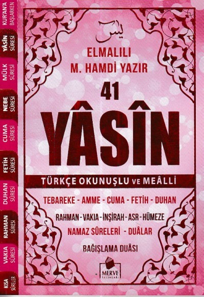41 Yasin Çanta Boy Türkçe Okunuşlu ve Mealli Pembe Kapak