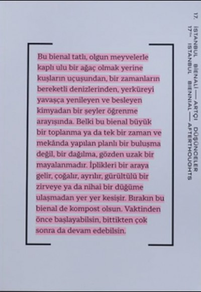 17. İstanbul Bienali – Artçı Düşünceler (Katalog)