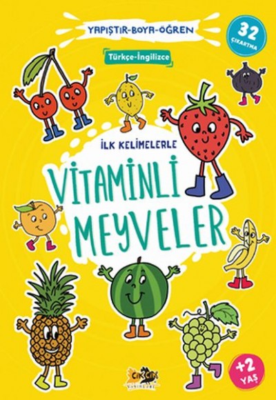 İlk Kelimelerle Vitaminli Meyveler Yapıştır-Boya-Öğren