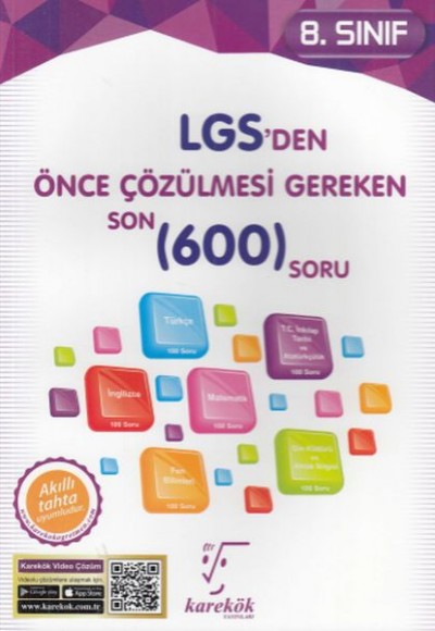 Karekök 8. Sınıf LGS den Önce Çözülmesi Gereken Son 600 Soru (Yeni)