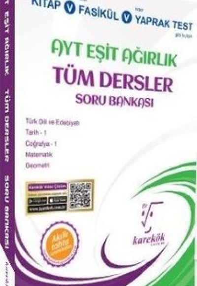 Karekök AYT Eşit Ağırlık Tüm Dersler Soru Bankası Akıllı Tahta Uyumludur (Yeni)