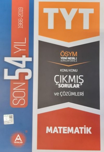 A Yayınları TYT Matematik Son 54 Yıl Çözümlü Çıkmış Sorular