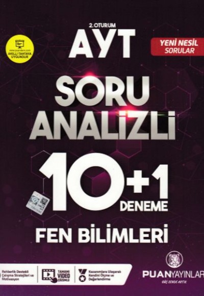 Puan AYT 2. Oturum Soru Analizli 10+1 Deneme Fen Bilimleri (Yeni)