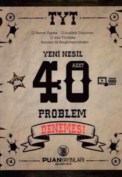 Puan TYT Yeni Nesil 40 Adet Problem Denemesi (Yeni)