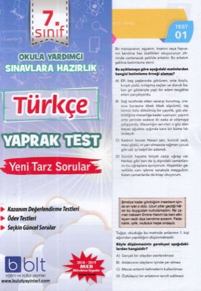 Bulut 7. Sınıf Türkçe Yaprak Test (Yeni)