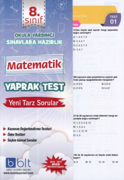 Bulut 8. Sınıf Matematik Yaprak Test