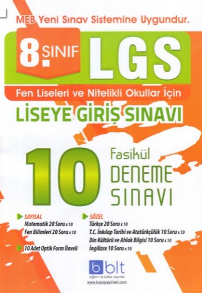 Bulut 8. Sınıf LGS 10 Deneme Fasikül (Yeni)