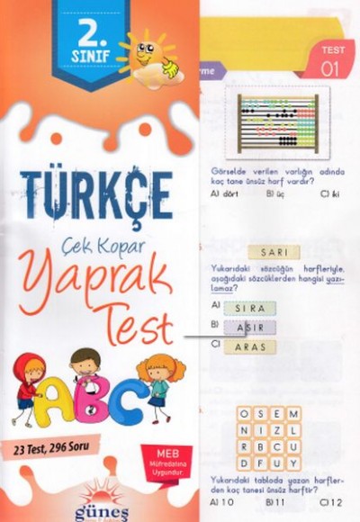 Güneş 2.Sınıf Türkçe Yaprak Test (Yeni)