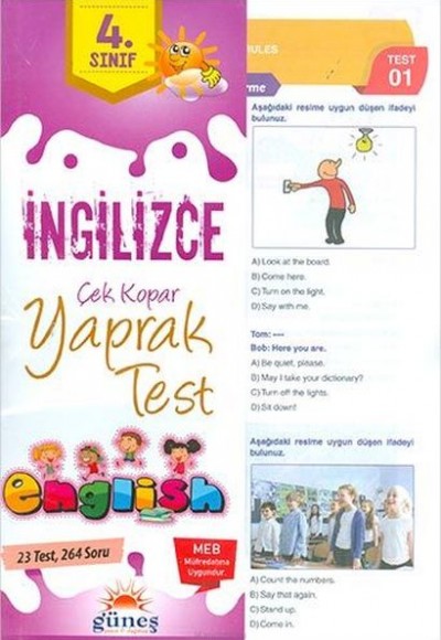 Güneş 4.Sınıf İngilizce Çek Kopar Yaprak Test