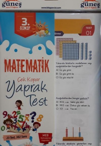 Güneş 3.Sınıf Matematik Çek-Kopar Yaprak Test (Yeni)