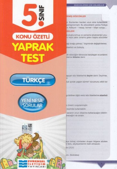 Evrensel 5. Sınıf Türkçe Konu Özetli Yaprak Test (Yeni)