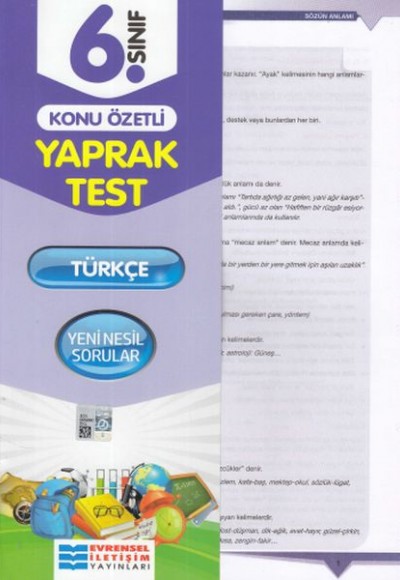Evrensel 6. Sınıf Türkçe Konu Özetli Yaprak Test (Yeni)
