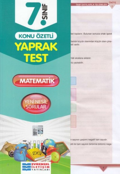 Evrensel  7. Sınıf Matematik Konu Özetli Yaprak Test (Yeni)