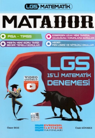 Evrensel LGS Matador Matematik Video Çözümlü Deneme Sınavı 15 Adet (Yeni)