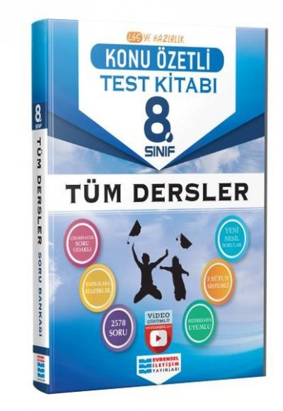 Evrensel İletişim 8. Sınıf LGS Tüm Dersler Konu Özetli Video Çözümlü Test Kitabı (Yeni)