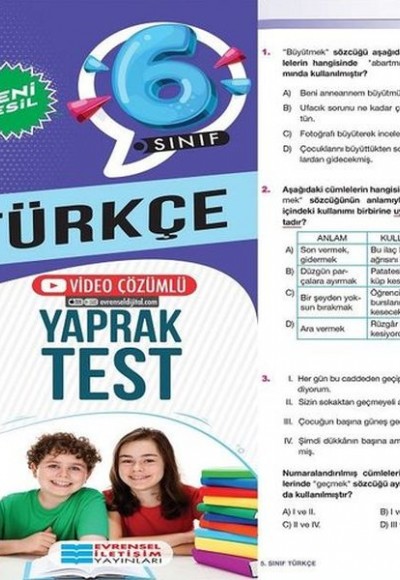 Evrensel İletişim 6. Sınıf Türkçe Yeni Nesil Video Çözümlü Yaprak Test