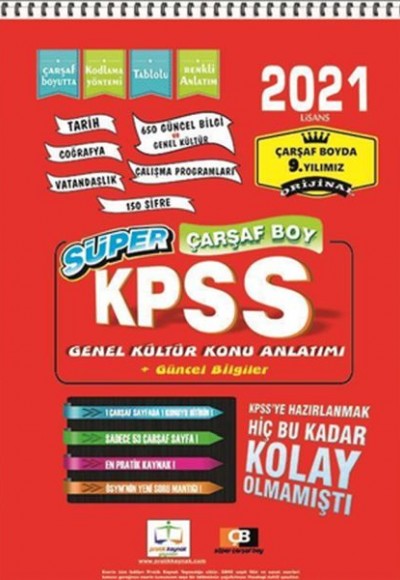 Pratik Kaynak 2021 KPSS Süper Çarşaf Boy Genel Kültür Konu Anlatımı Genel Bilgiler