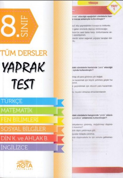 Rota 8.Sınıf Tüm Dersler Yaprak Test (Yeni)