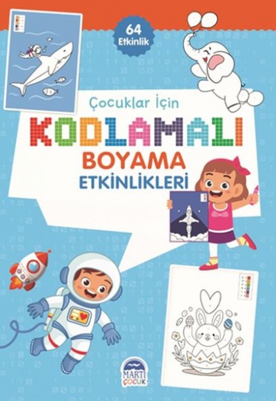 Çocuklar İçin Kodlamalı Boyama Etkinlikleri - Mavi - 64 Etkinlik