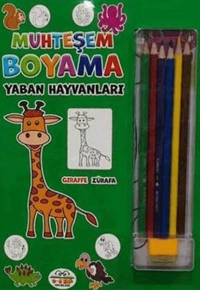 Muhteşem Boyama - Yaban Hayvanları + 6lı Boya Kalemi