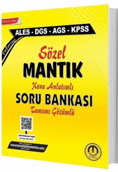 Tasarı Yayınları ALES DGS KPSS MEB-AGS Sözel Mantık Konu Anlatımlı Soru Bankası Çözümlü