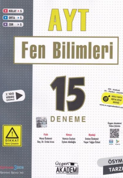 Üçgen Akademi AYT Fen Bilimleri 15 li Deneme Sınavı