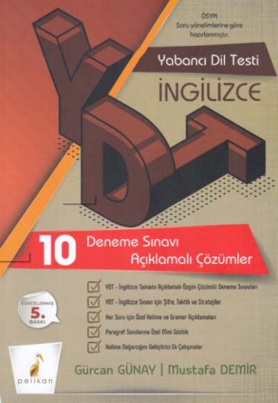 Pelikan YDT İngilizce Tamamı Çözümlü 10 Deneme Sınavı