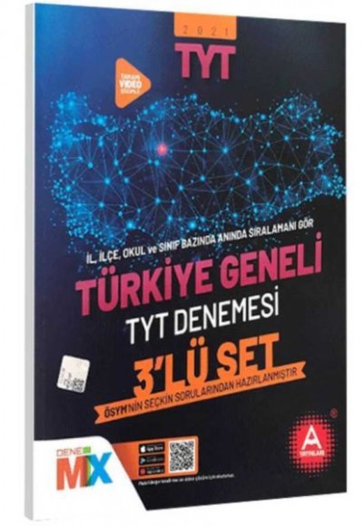 A Yayınları 2021 Türkiye Geneli Çıkmış Sorular Denemesi 3 lü Set