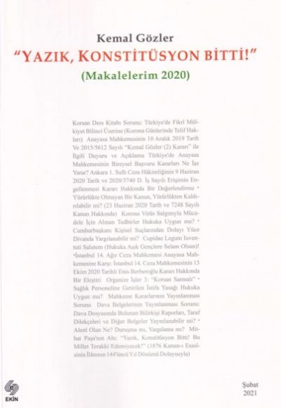 Yazık Konstitüsyon Bitti - Makalelerim 2020