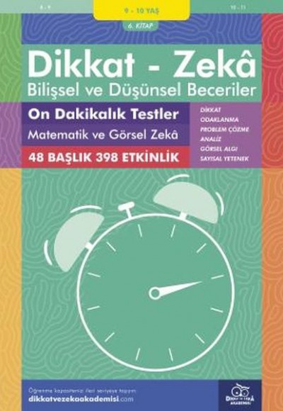 On Dakikalık Testler - Matematik ve Görsel Zeka (9 - 10 Yaş) - Dikkat Zeka