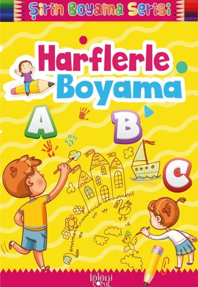 Çocuklar için Okul Öncesi Şirin Boyama Kitabı - Harflerle Boyama