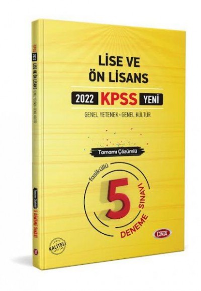 Data KPSS Lise ve Önlisans Tamamı Çözümlü 5 Deneme Sınavı
