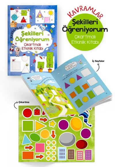 Kavramlar – Şekilleri Öğreniyorum – Çıkartmalı Etkinlik Kitabı - 3 Yaş +
