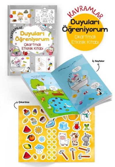 Kavramlar – Duyuları Öğreniyorum – Çıkartmalı Etkinlik Kitabı - 3 Yaş +