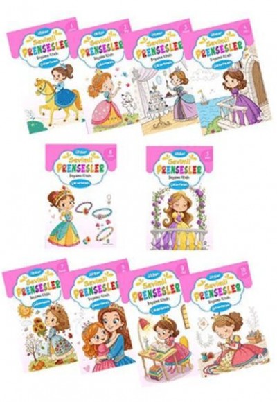 Sevimli Prensesler Boyama Kitabı Sticker Çıkartmalı (10 Kitap Set)