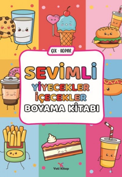 Sevimli Yiyecekler İçecekler Boyama Kitabı