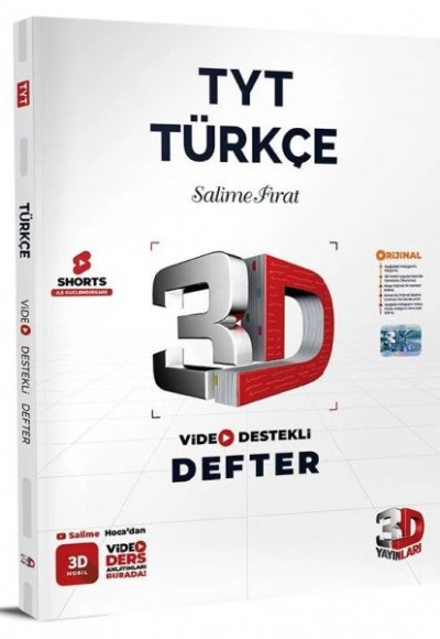 3D Yayınları TYT Türkçe Video Destekli Defter