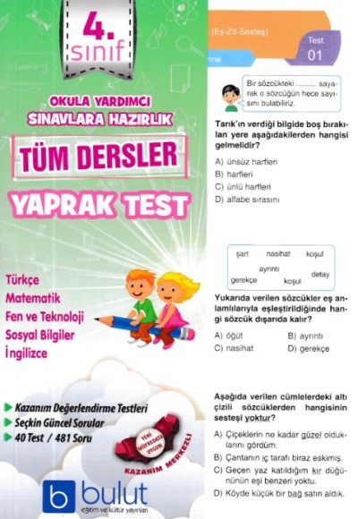 Bulut 4. Sınıf Tüm Dersler Yaprak Test