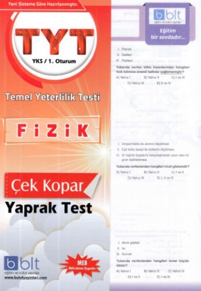 Bulut TYT Fizik Yaprak Test 1. Oturum  (Yeni)