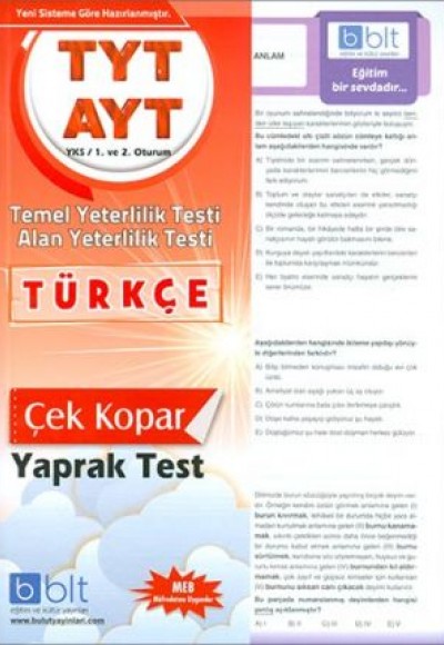 Bulut TYT AYT Türkçe Yaprak Test 1. ve 2. Oturum (Yeni)