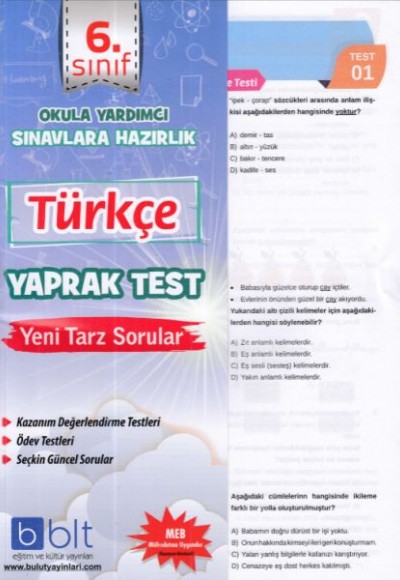 Bulut 6.Sınıf Türkçe Yaprak Test (Yeni)