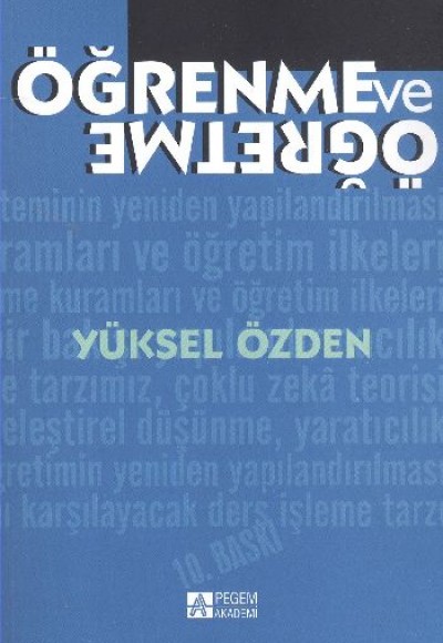 Öğrenme ve Öğretme / Prof. Dr. Yüksel Özden