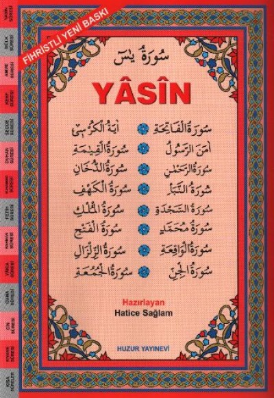 Orta Boy Bilgisayar Hattı Kolay Okunan Arapça Fihristli Yasin-i Şerif (Kod: 025)