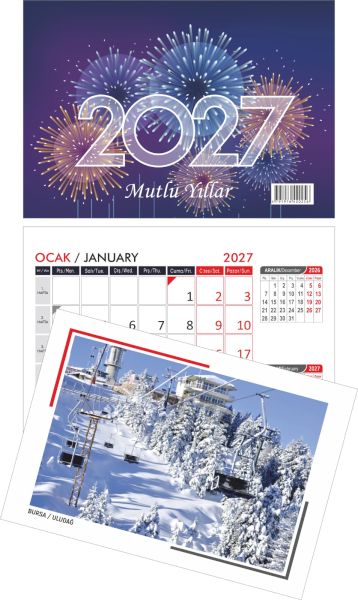 Üçgen Masa Takvimi Manzara 2027
