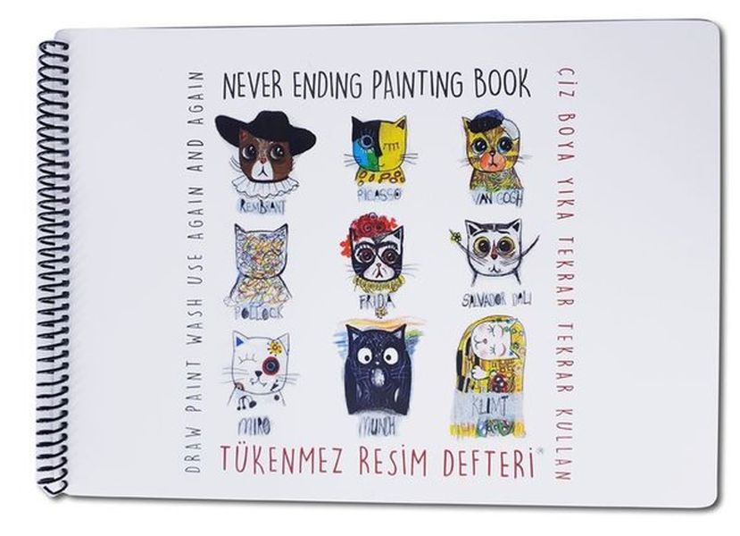 Tükenmez Resim Defteri - Ressam Kediler - 25x35 cm
