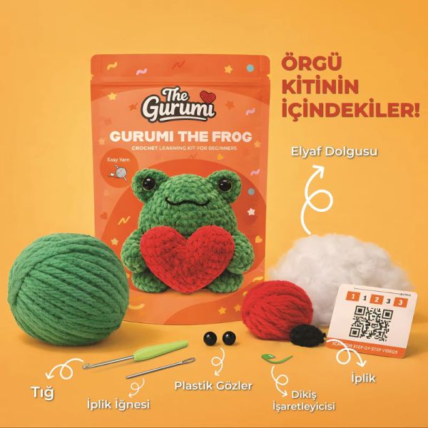 The Gurumi Kurbağa Örgü Öğrenme Kiti (TG004)